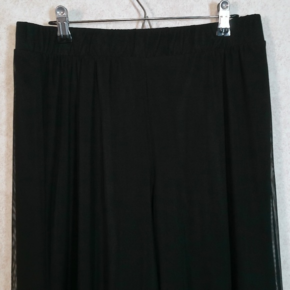 LKNW Nina Leonard Nylon Mesh Black Party Pants, Wide Leg w/Lining Sz M - Picture 2 of 9